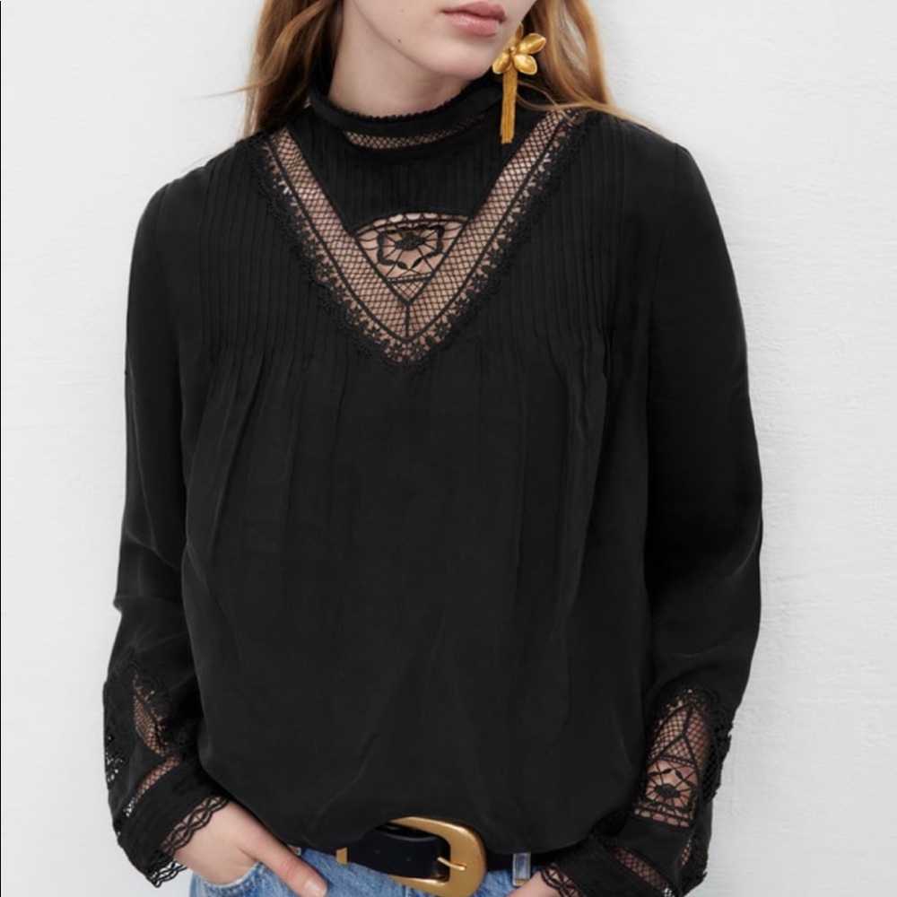 [NWT] Cupro Lace Blouse